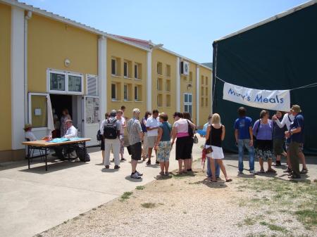 Mary's Meals Family outside the Yellow Hall, Medjugorje, Bosnia